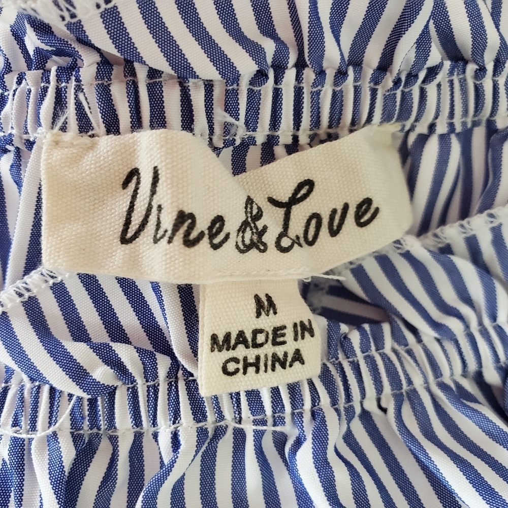 Women's Vine & Love Blue White Striped Maxi Dress Tie Straps Size Medium - Picture 4 of 6